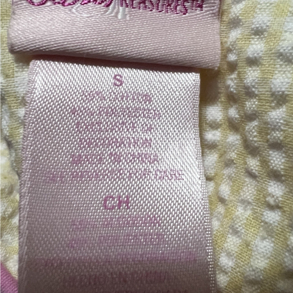 Vintage Style Seersucker Small Zip Robe Housecoat Floral Embroidery Yellow Pink - Picture 9 of 9